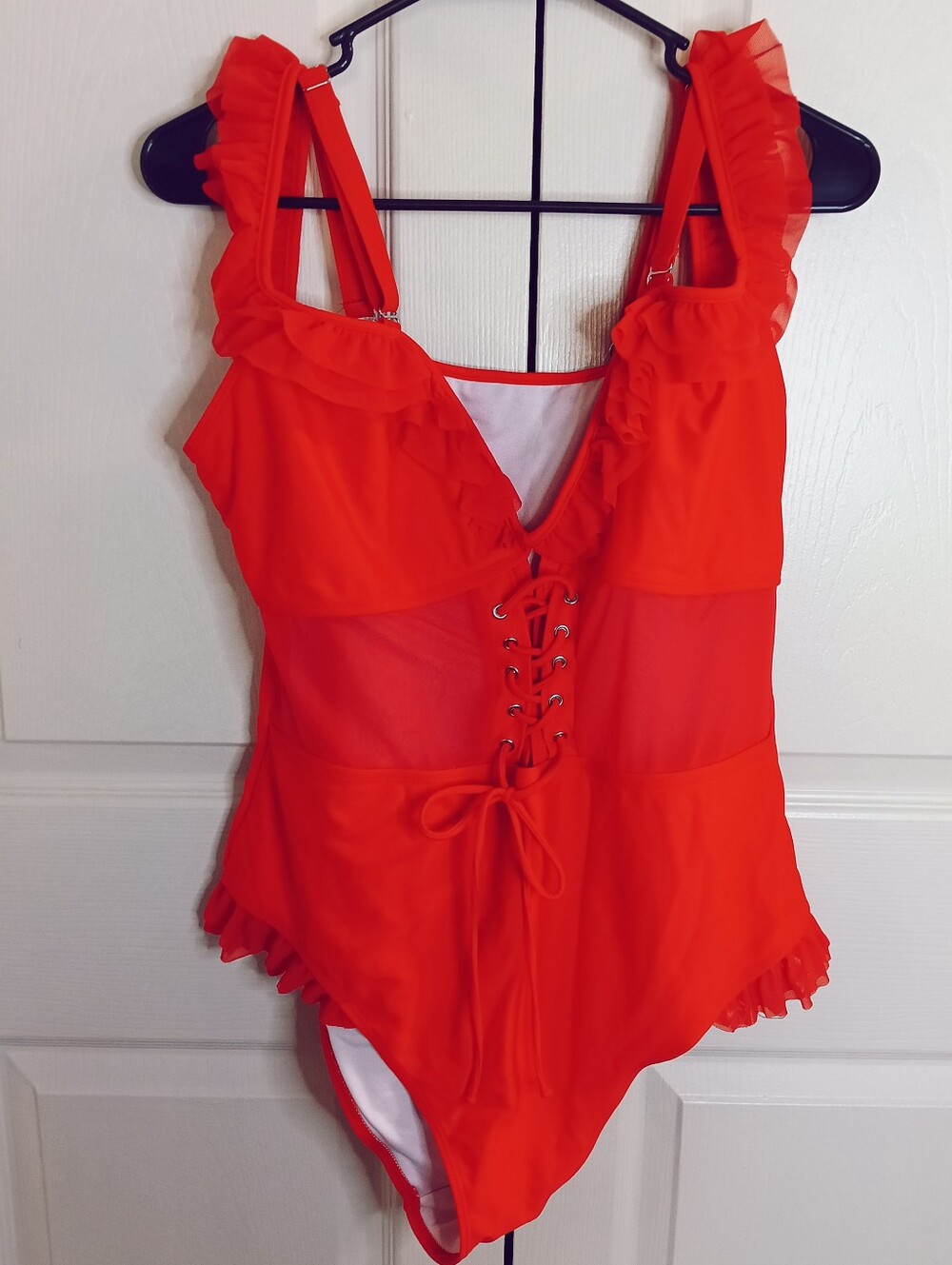 SHEIN Bright Red Ruffle One-Piece Swimsuit for Kids - Picture 4 of 8